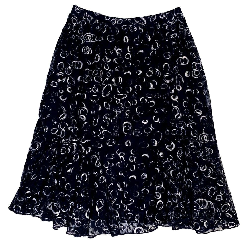 Christopher & Banks navy‎ & white lace skirt